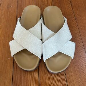 Women's Cream Slide Sandals